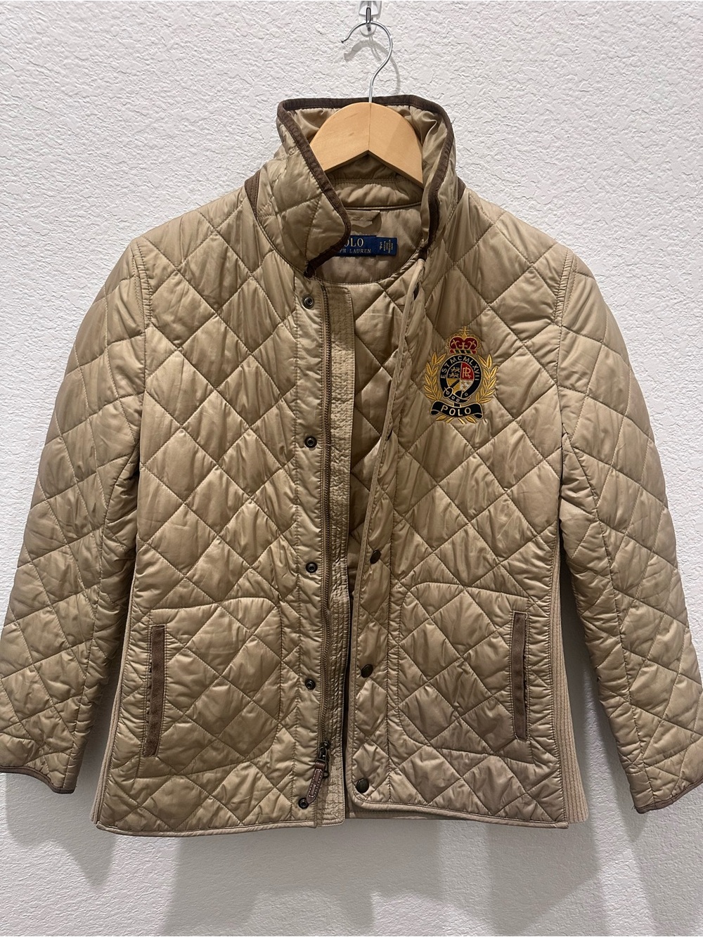 Polo Ralph Lauren Women’s Quilted Crest Jacket Tan